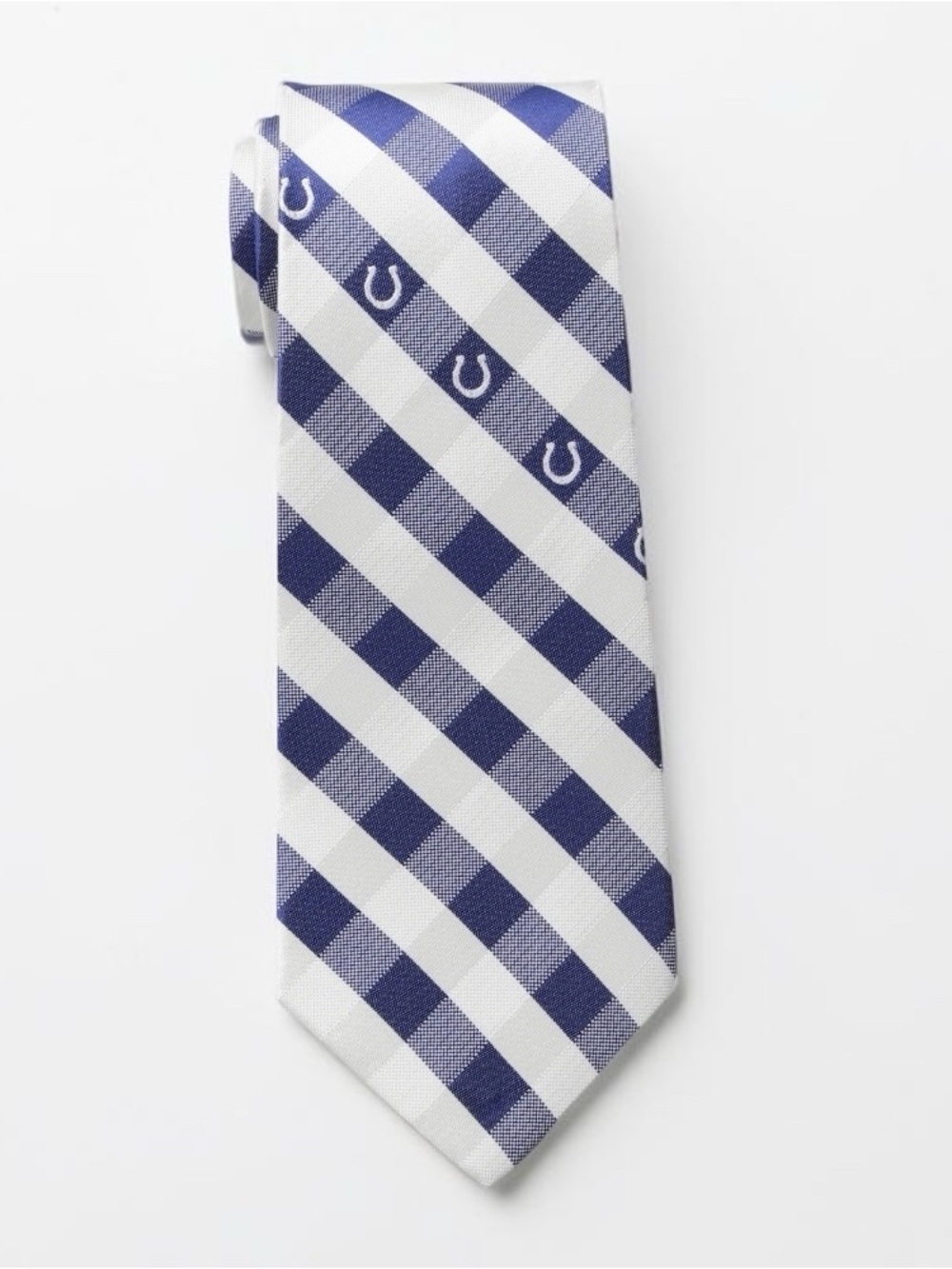 Indianapolis Colts Mens Tie Blue and White Check NFL Licensed EUC